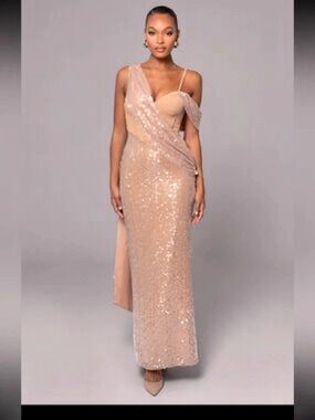 JLUXLABEL Sequin Maxi Dress in Pink Size Small New